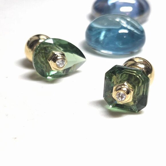 🌟Swarovski Numina Stud Earrings Green Gold-tone plated Crystal Different Shapes - Picture 1 of 9